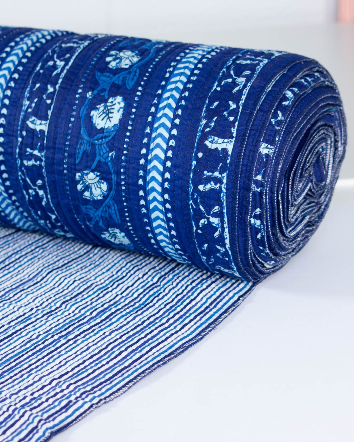 Reversible Quilted Cotton Fabric - Monsoon Vine