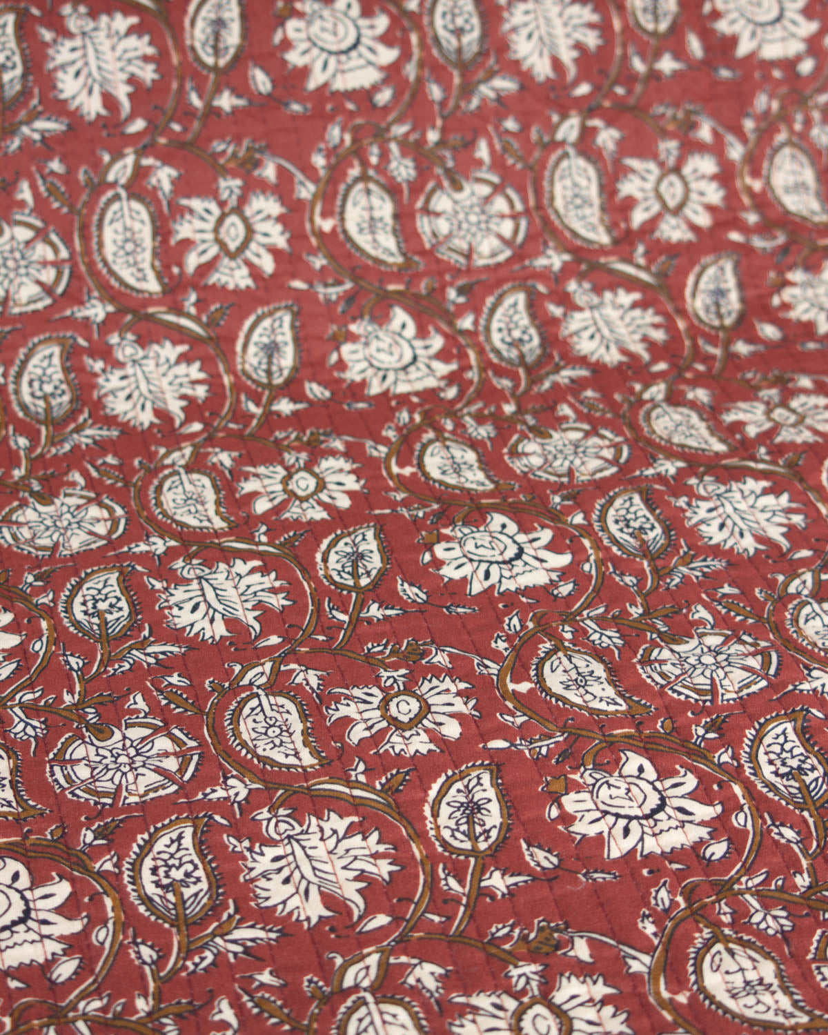 Reversible Quilted Cotton Fabric - Jaipur Terracotta