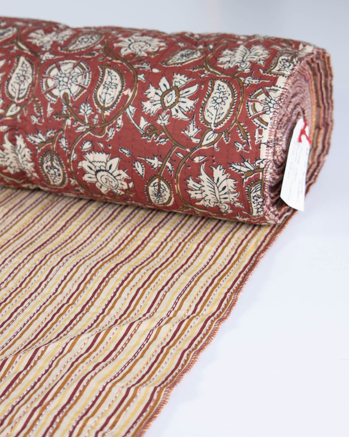 Reversible Quilted Cotton Fabric - Jaipur Terracotta