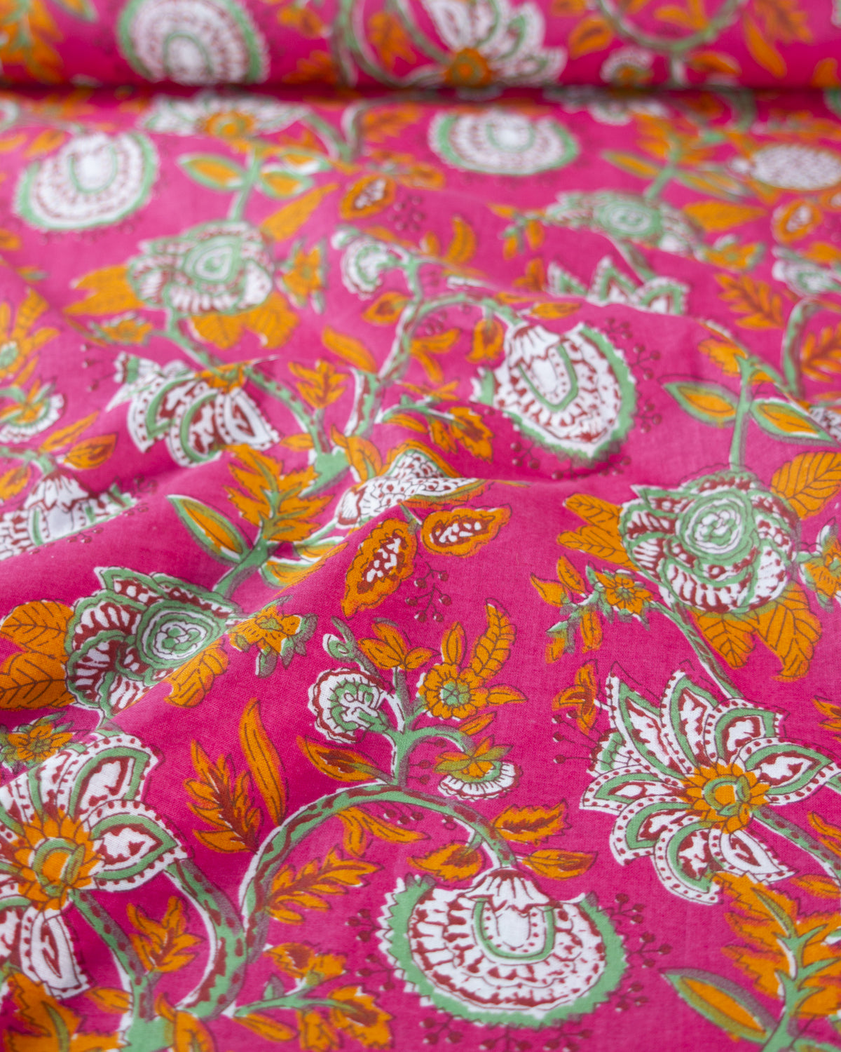 Block Print Cotton Fabric - Agra Garden