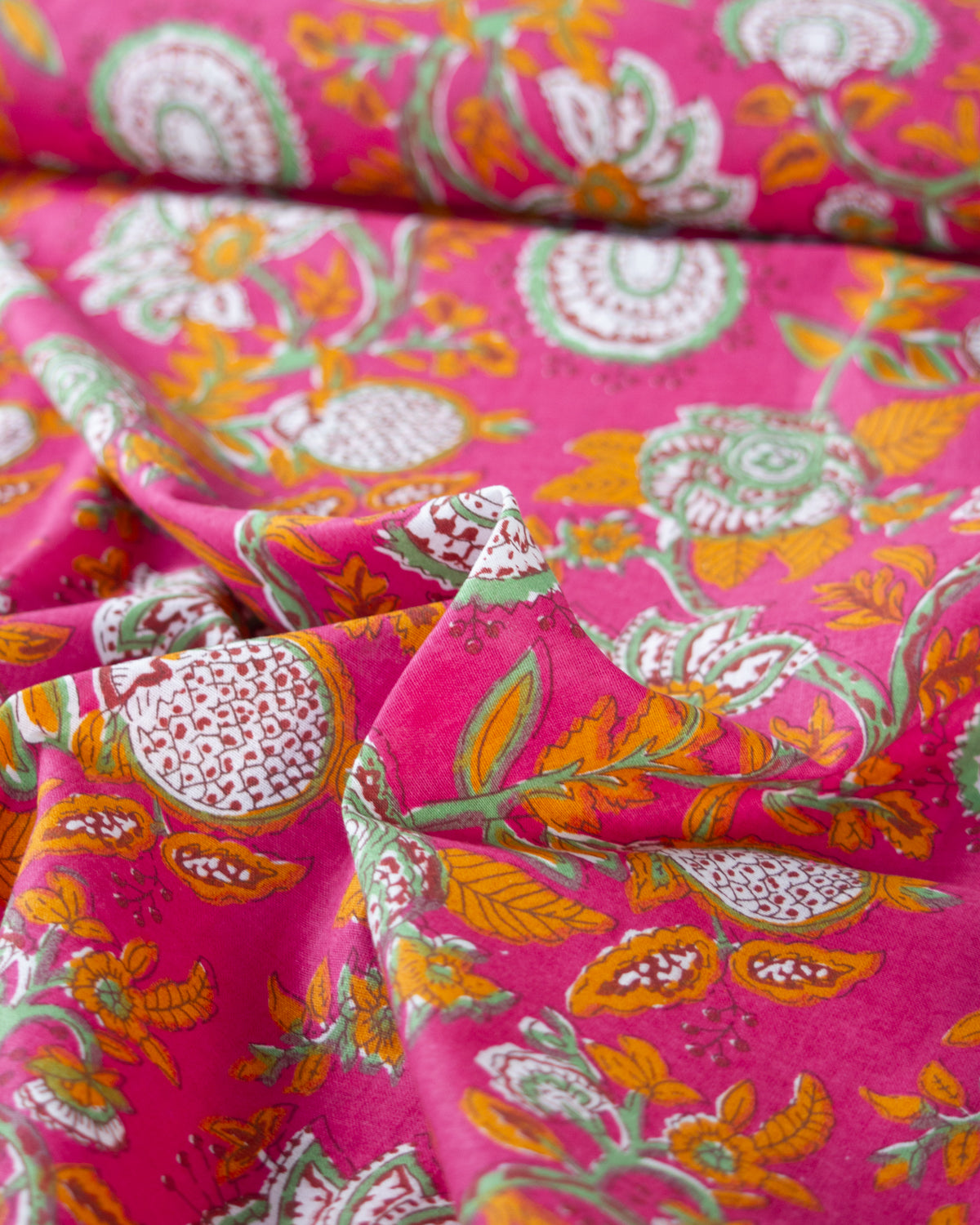 Block Print Cotton Fabric - Agra Garden