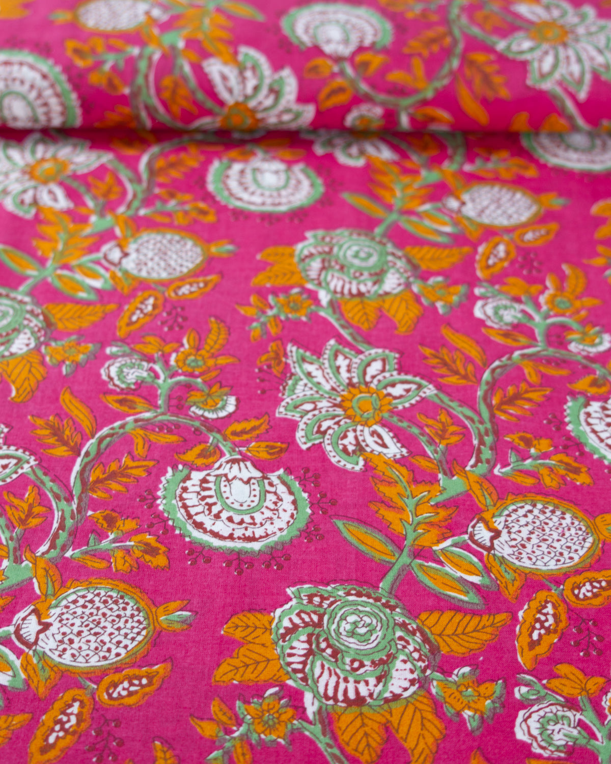 Block Print Cotton Fabric - Agra Garden