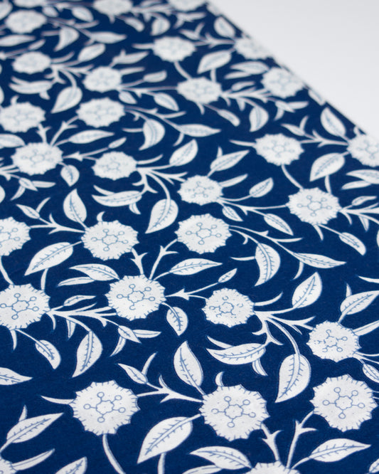 Block Print Cotton Fabric - Indigo Blossom