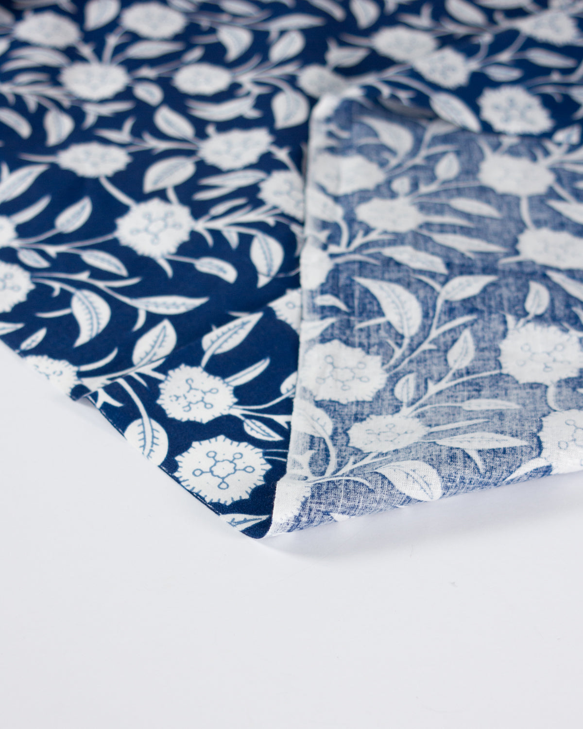 Block Print Cotton Fabric - Indigo Blossom