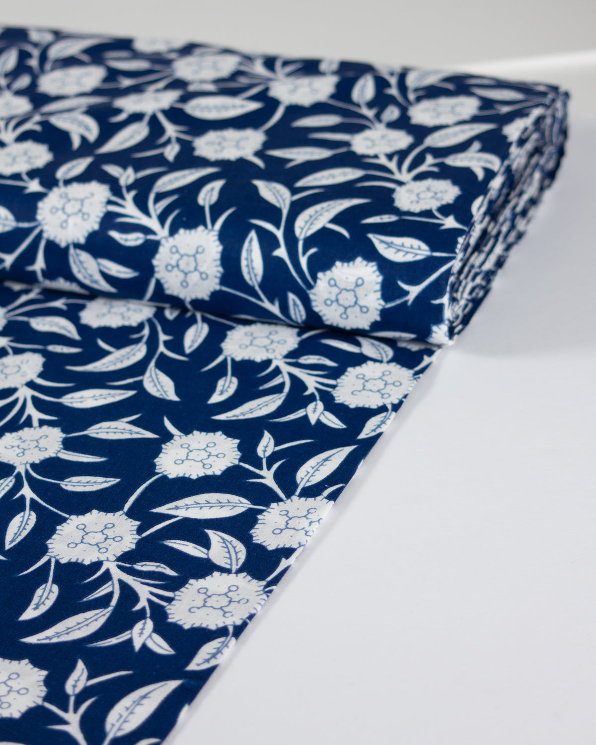Block Print Cotton Fabric - Indigo Blossom