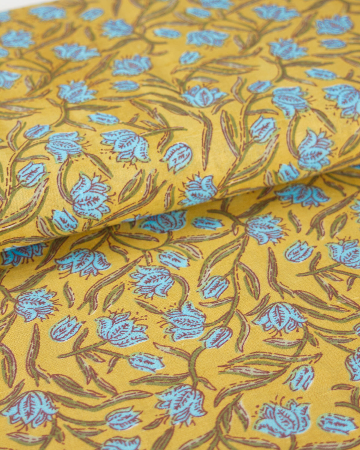 Block Print Cotton Fabric - Jaipur Marigold