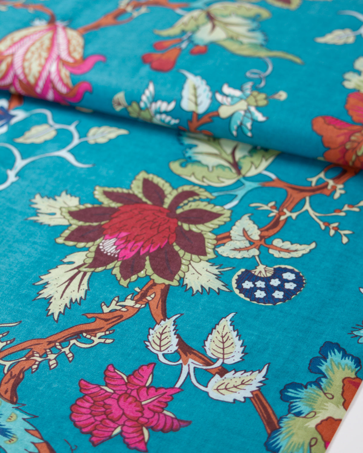 Block Print Cotton Fabric - Jaipur Bloom Teal