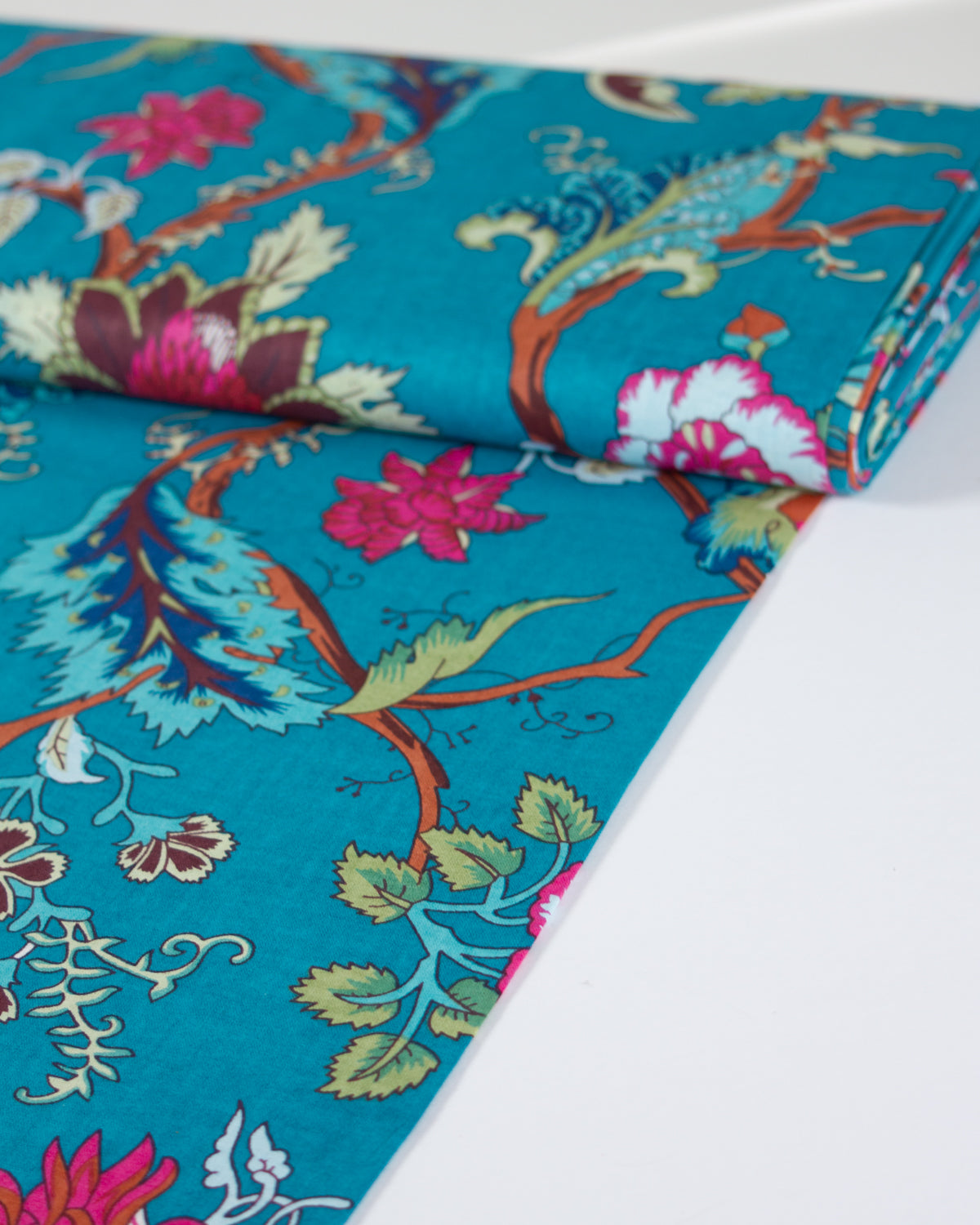 Block Print Cotton Fabric - Jaipur Bloom Teal