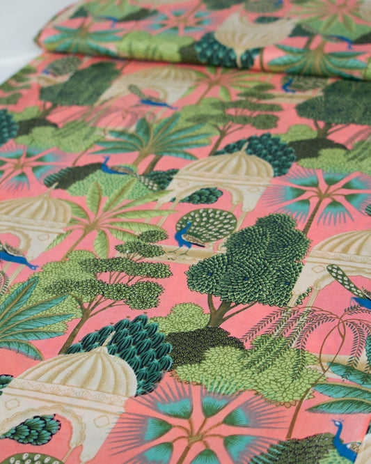 Block Print Cotton Fabric - Mayura Gardens