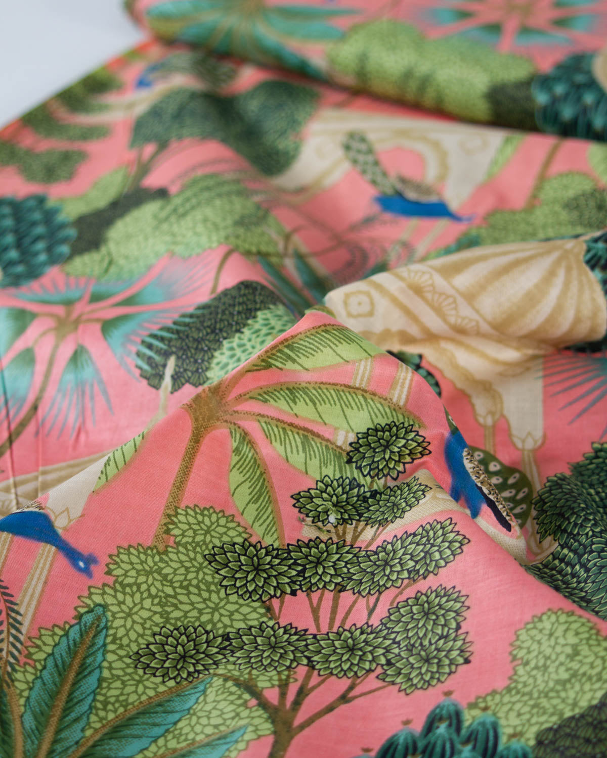 Block Print Cotton Fabric - Mayura Gardens