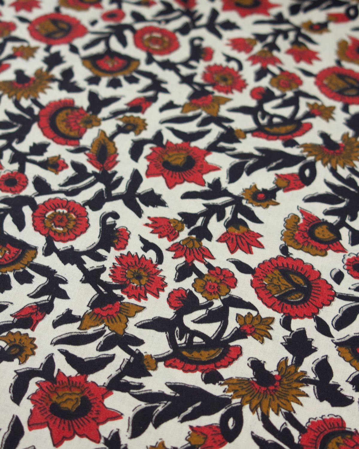 Block Print Cotton Fabric - Jaipur Poppy