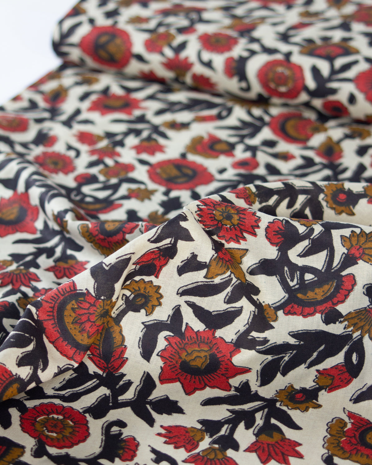 Block Print Cotton Fabric - Jaipur Poppy