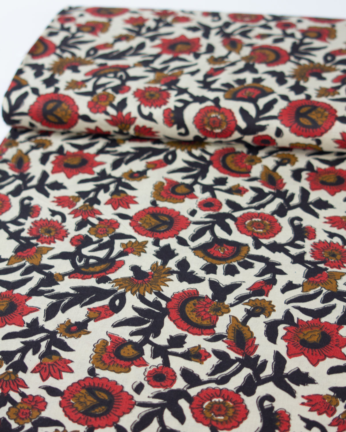 Block Print Cotton Fabric - Jaipur Poppy