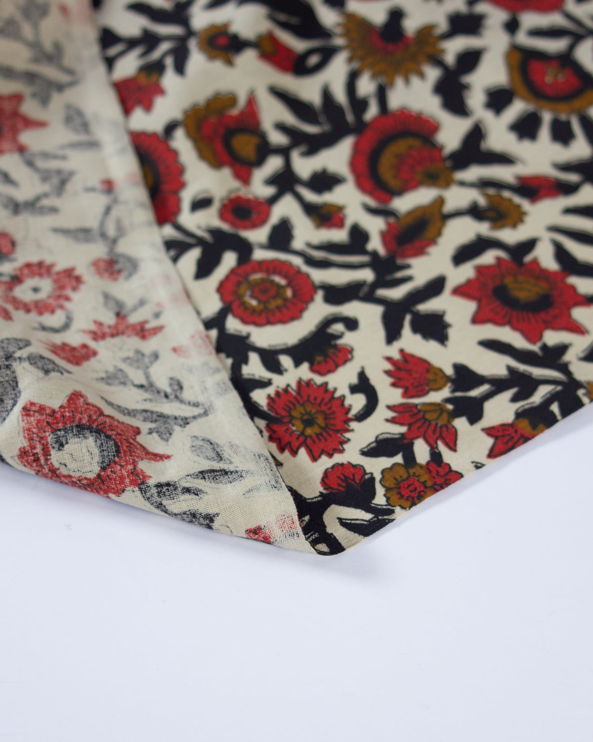 Block Print Cotton Fabric - Jaipur Poppy