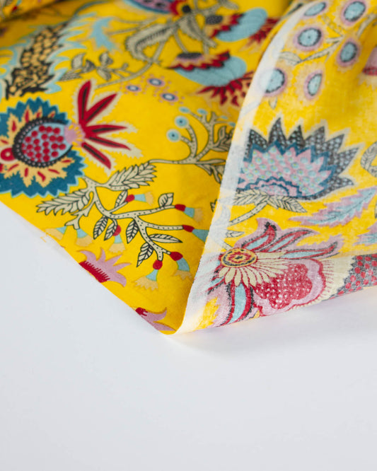 Block Print Cotton Fabric - Jaipur Sunflower