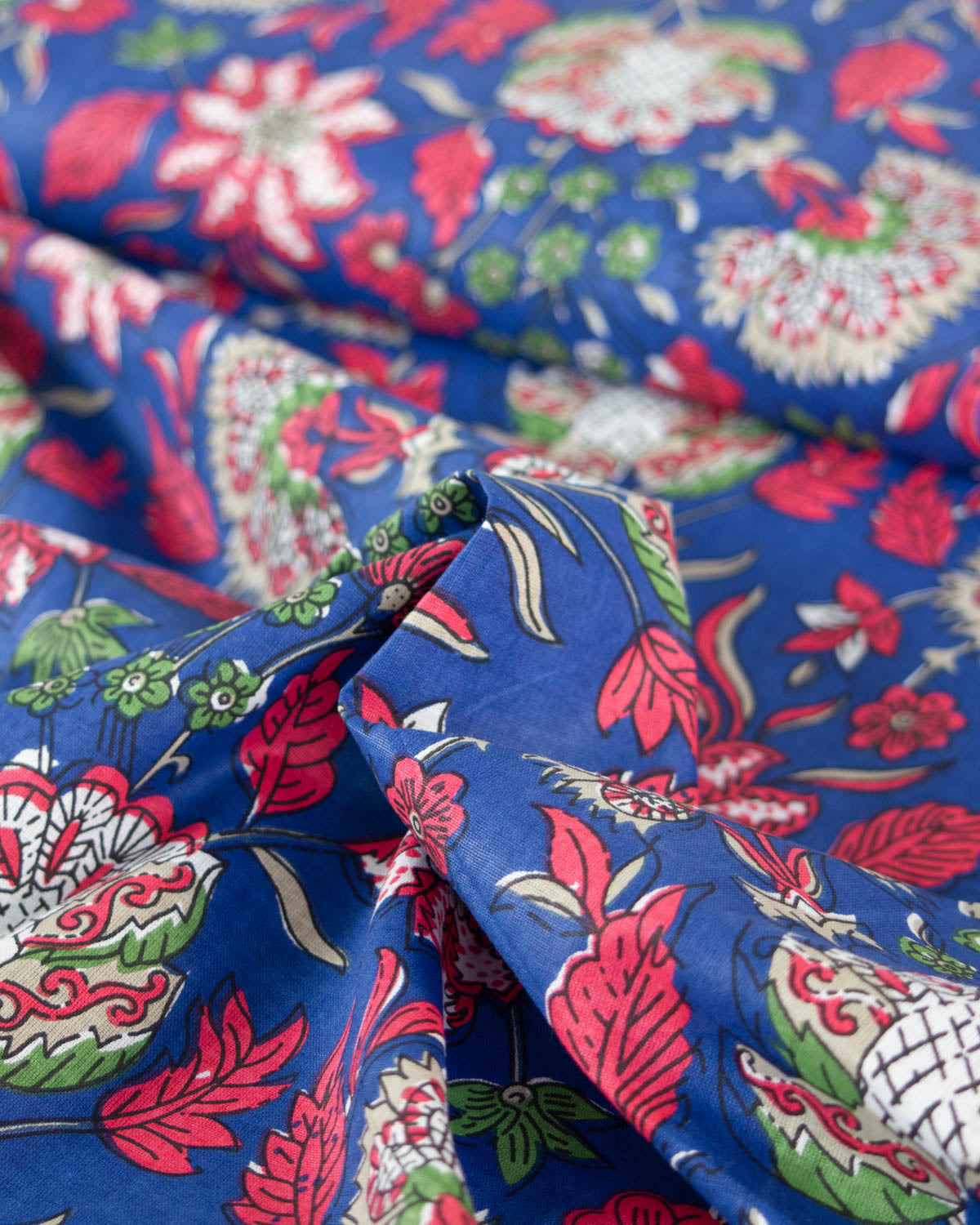 Block Print Cotton Fabric - Jaipur Regal Blooms