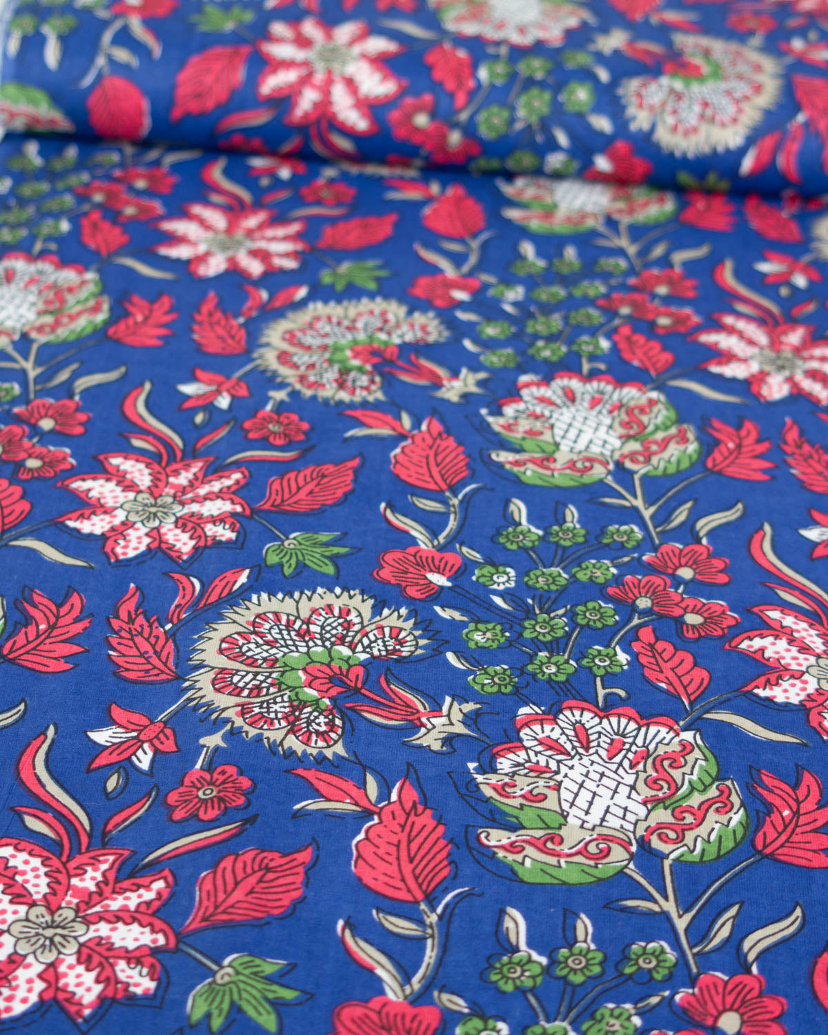 Block Print Cotton Fabric - Jaipur Regal Blooms