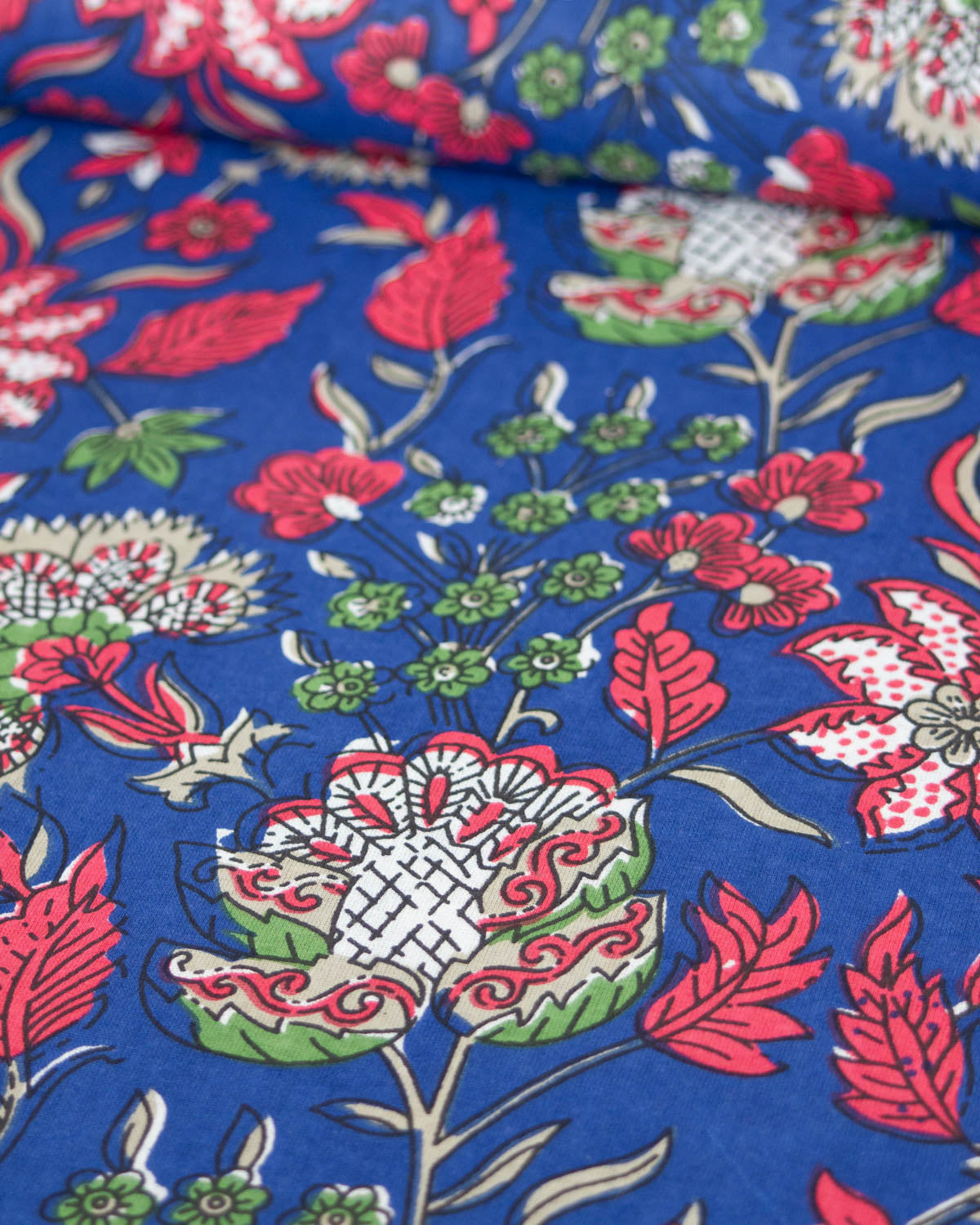 Block Print Cotton Fabric - Jaipur Regal Blooms