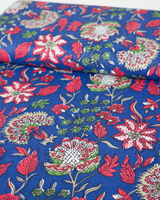 Block Print Cotton Fabric - Jaipur Regal Blooms