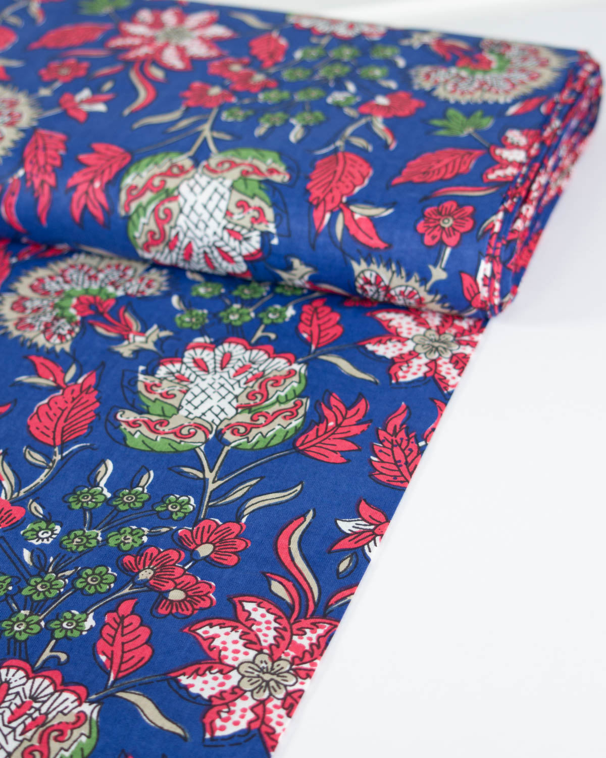 Block Print Cotton Fabric - Jaipur Regal Blooms