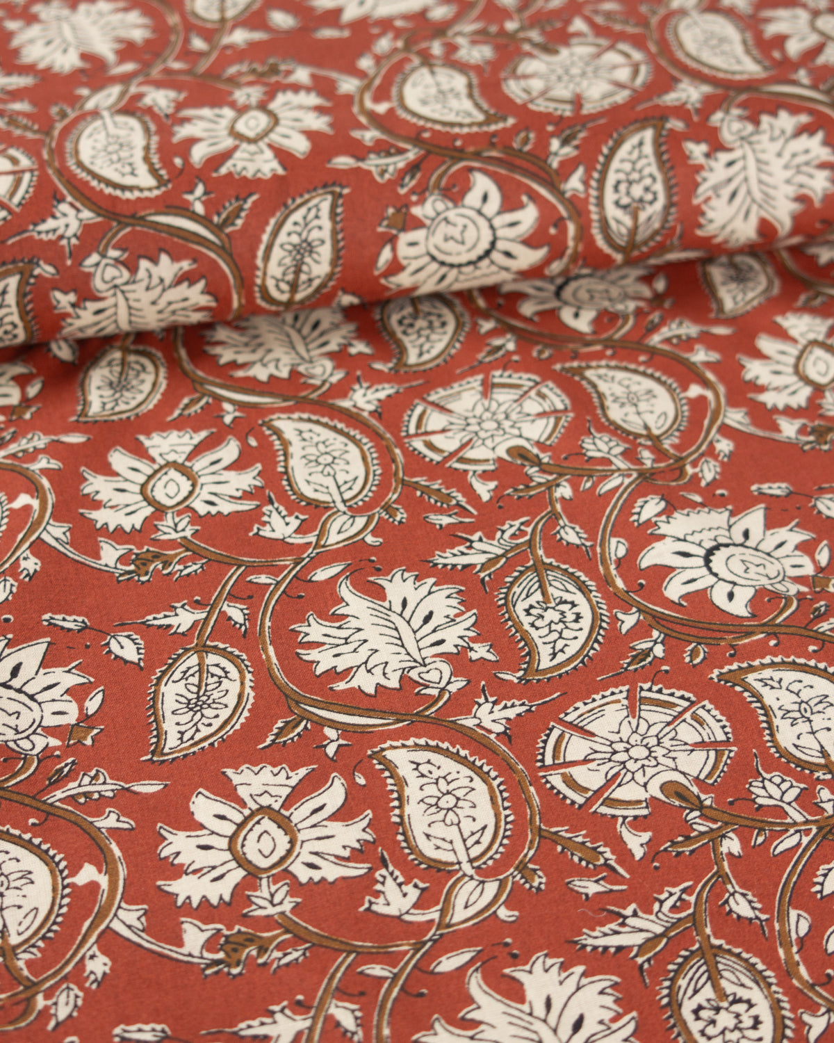 Block Print Cotton Fabric - Jaipur Terracotta
