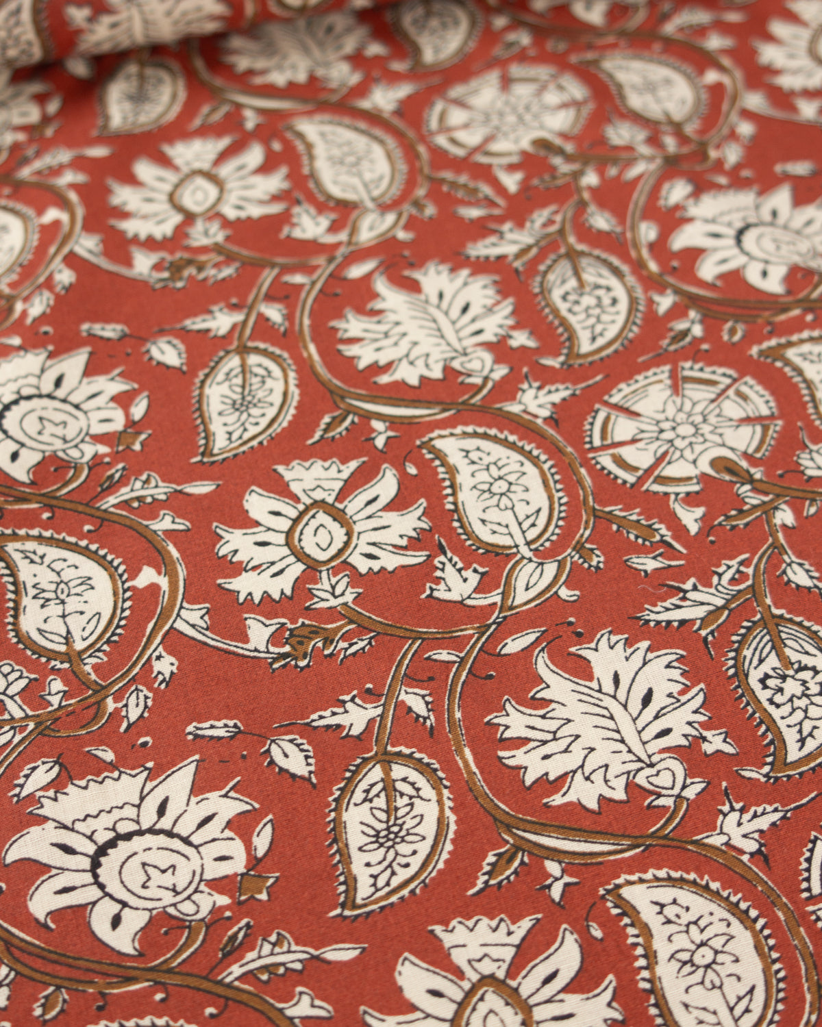 Block Print Cotton Fabric - Jaipur Terracotta