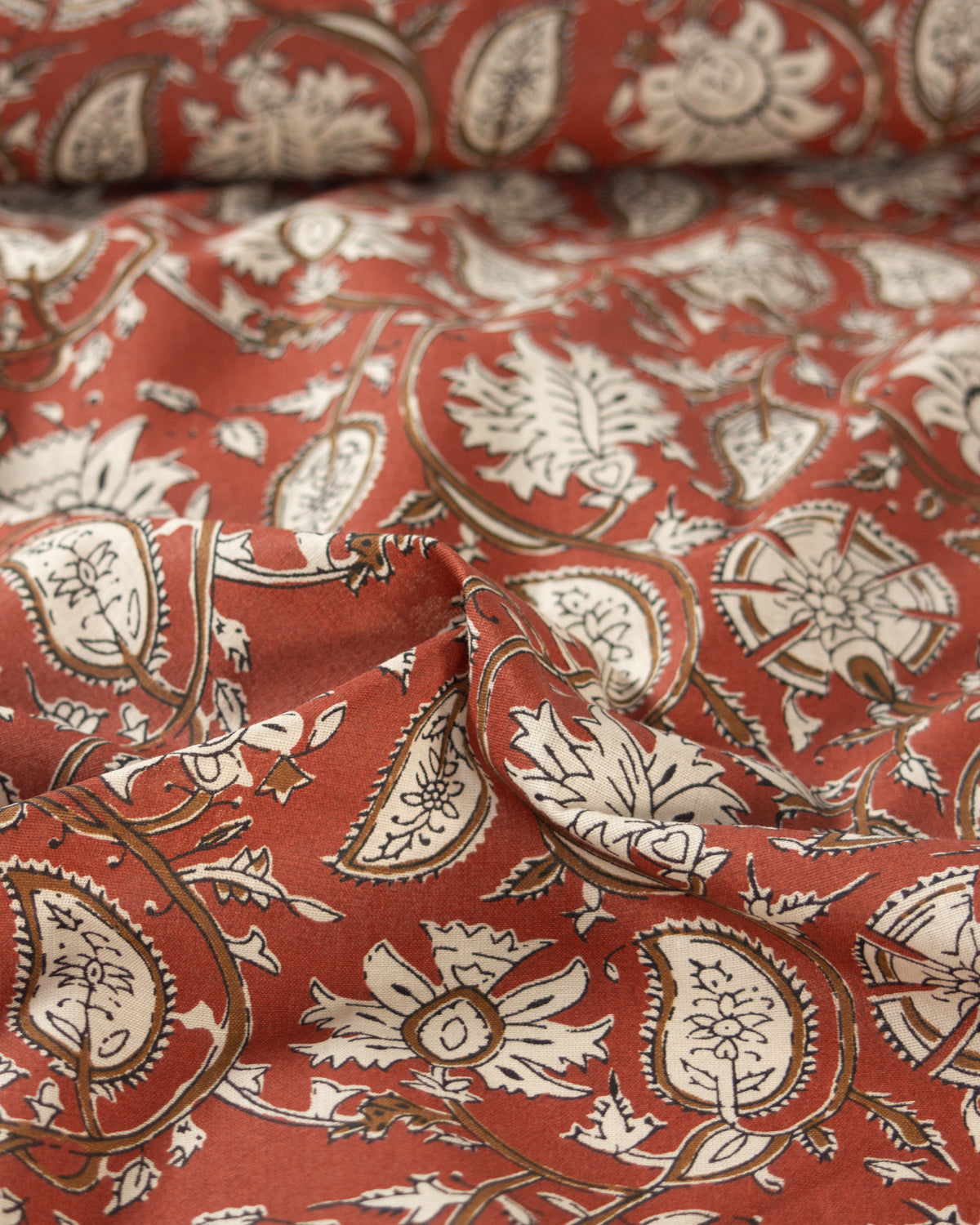 Block Print Cotton Fabric - Jaipur Terracotta