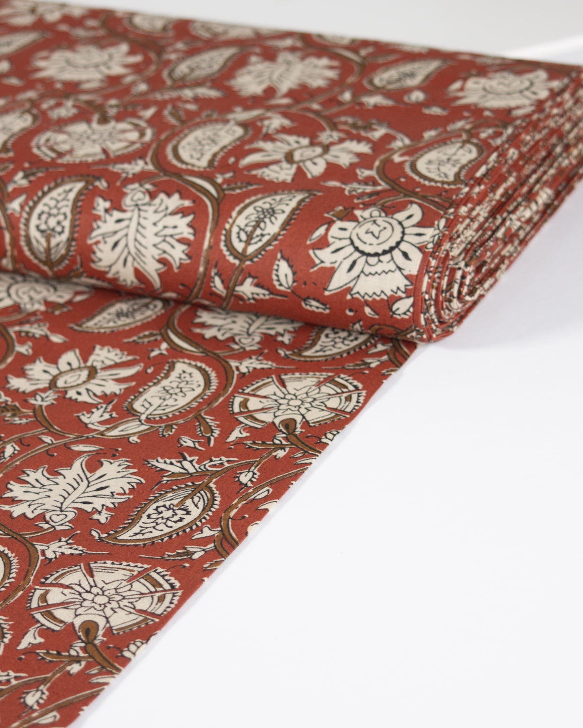 Block Print Cotton Fabric - Jaipur Terracotta