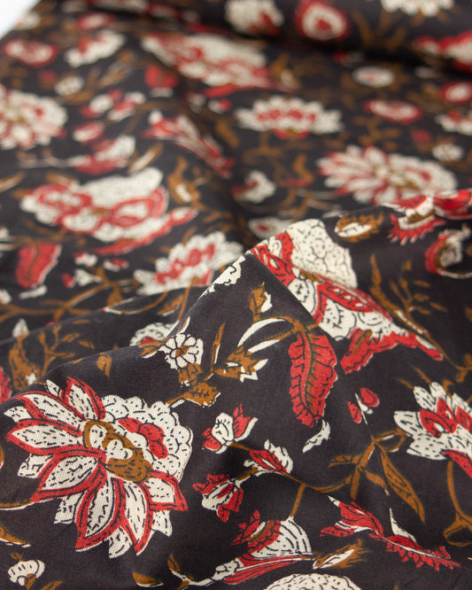 Block Print Cotton Fabric - Jaipur Midnight
