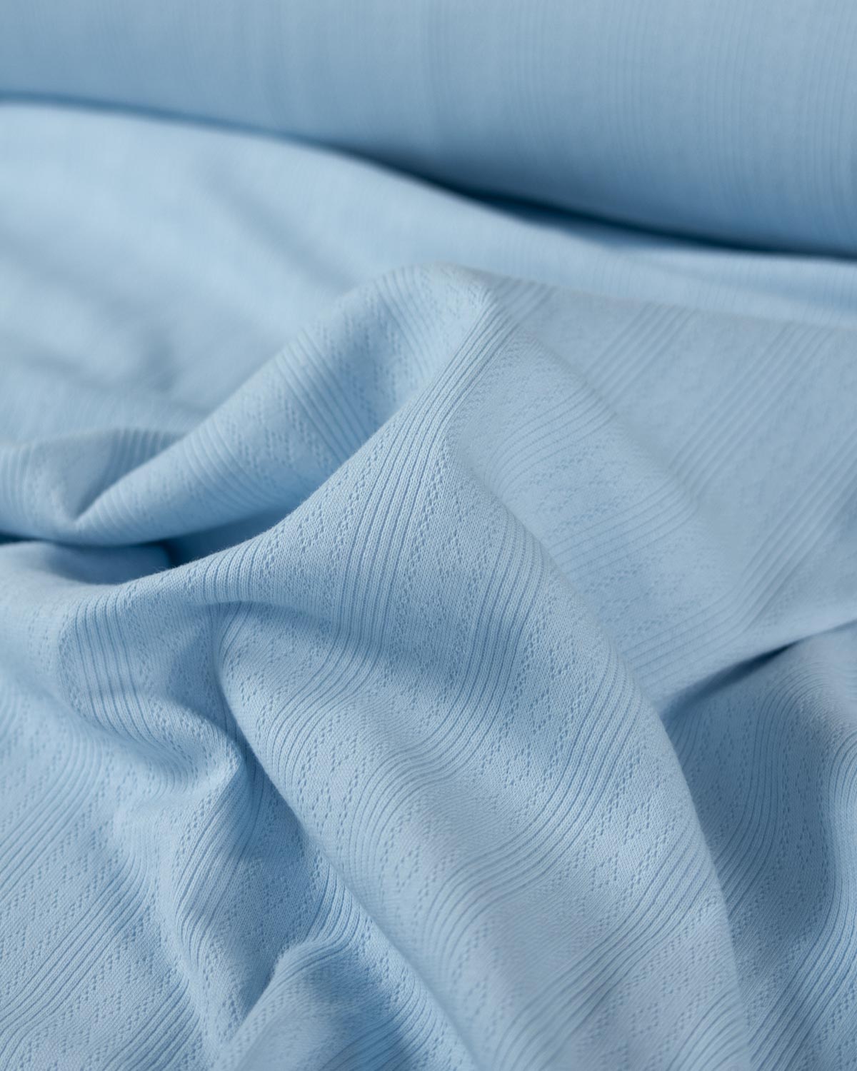 Cotton Stripe Pointelle Fabric - Baby Blue
