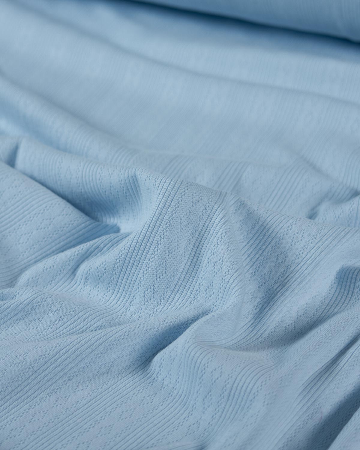 Cotton Stripe Pointelle Fabric - Baby Blue