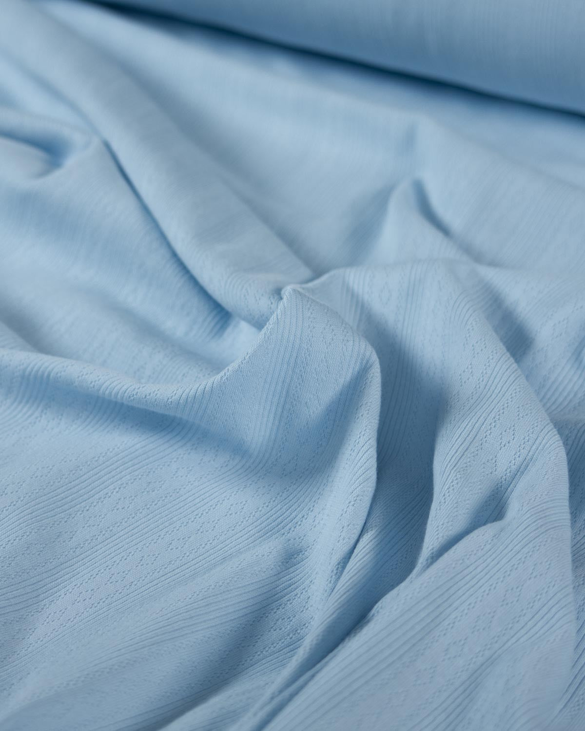 Cotton Stripe Pointelle Fabric - Baby Blue