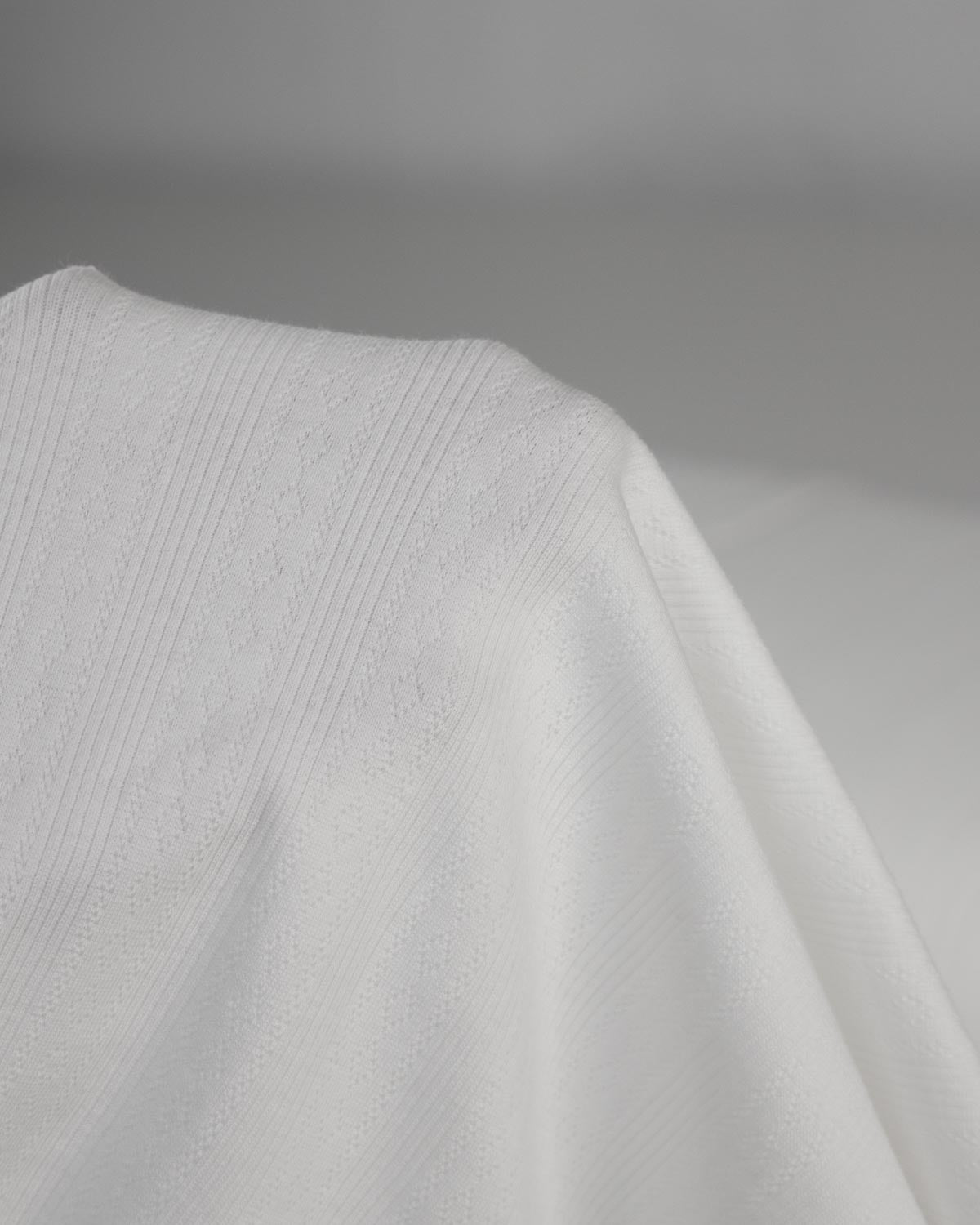Cotton Stripe Pointelle Fabric - Ivory