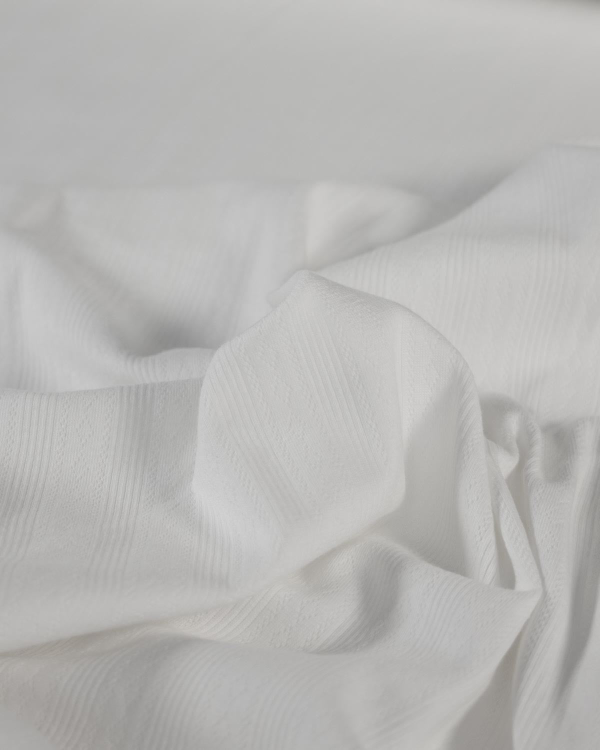 Cotton Stripe Pointelle Fabric - Ivory