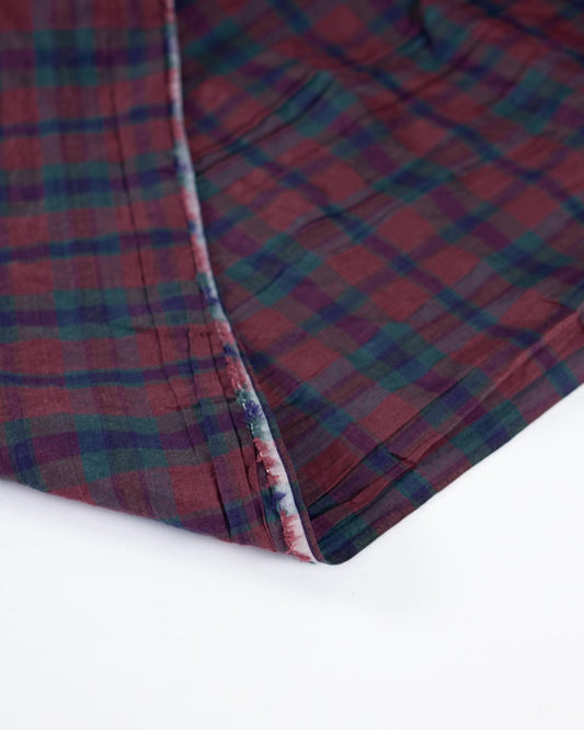 Crinkle Cotton Blend Fabric - Berrywood Plaid