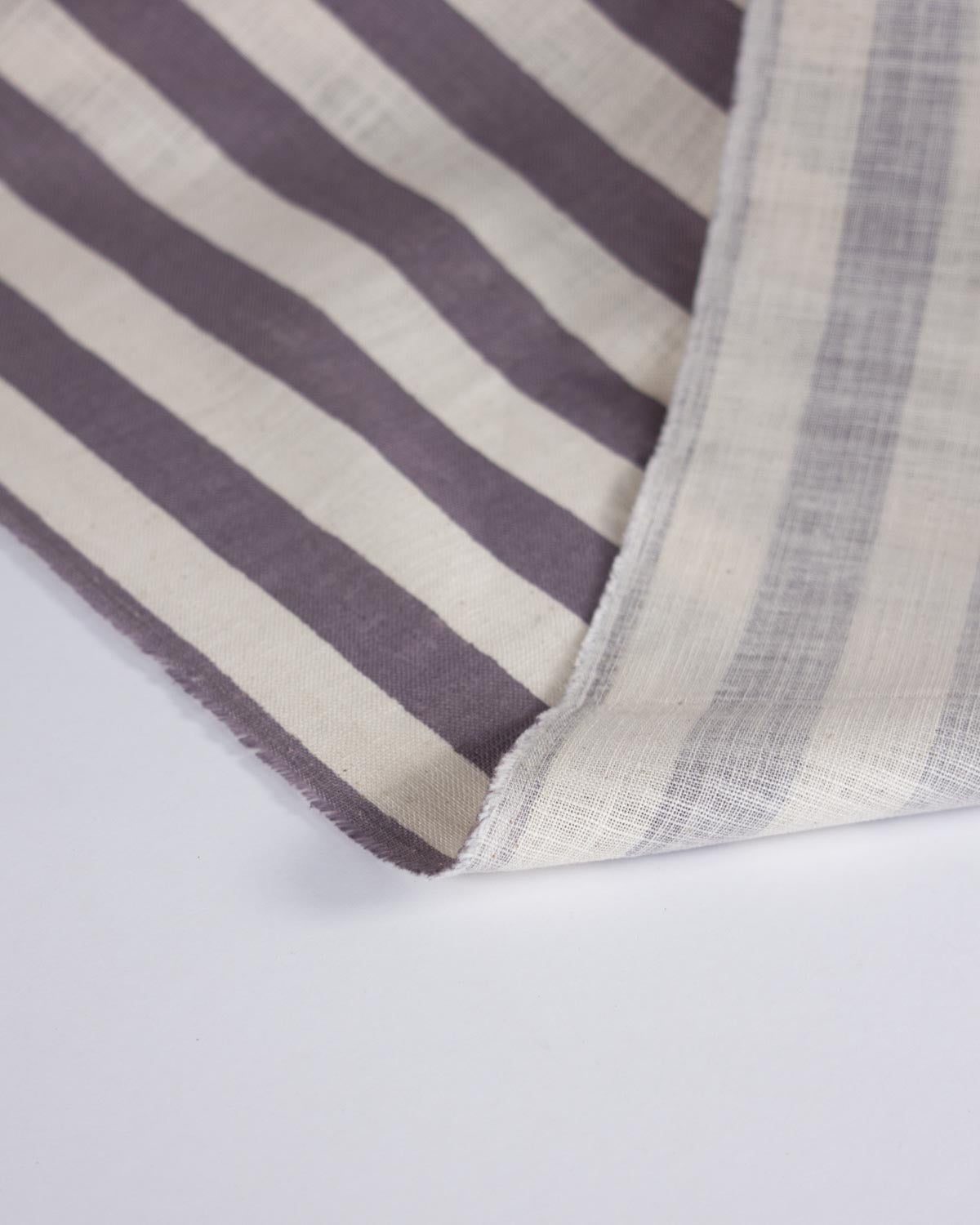 Japanese Linen Look Cotton Fabric – Freehand Stripe Grape