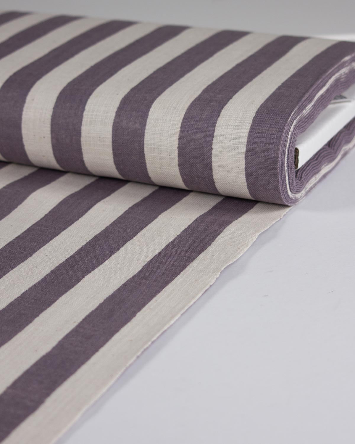 Japanese Linen Look Cotton Fabric – Freehand Stripe Grape
