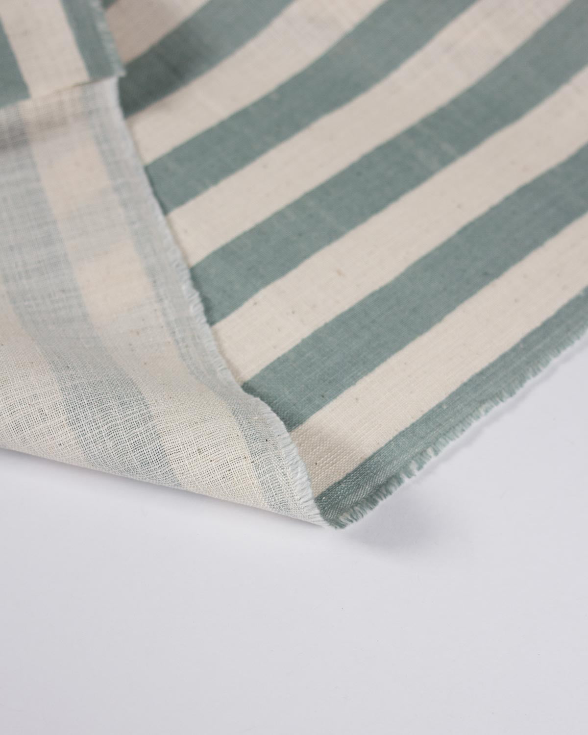 Japanese Linen Look Cotton Fabric – Freehand Stripe Jadeite