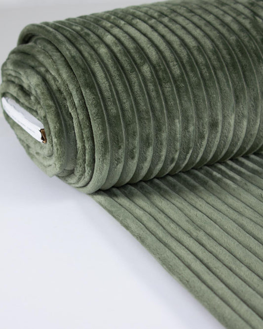 Cuddle Cord Fleece Fabric - Olive Green