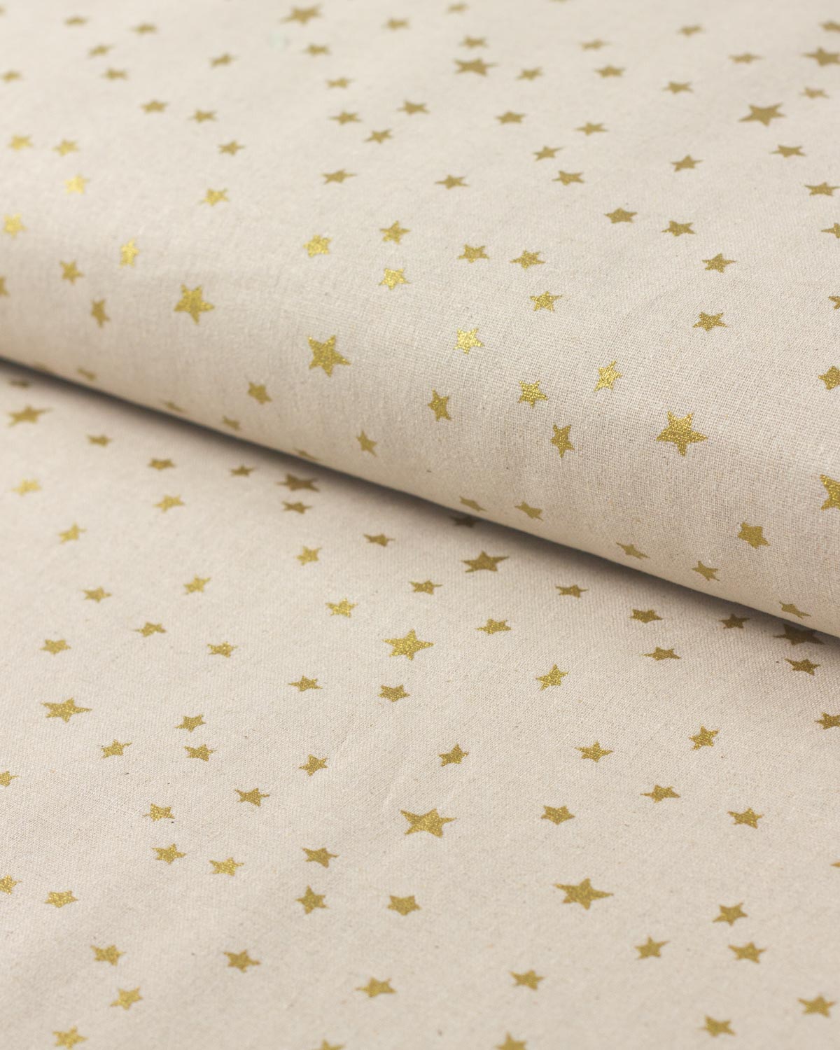 Natural Linen & Cotton Blend Fabric - Golden Stars