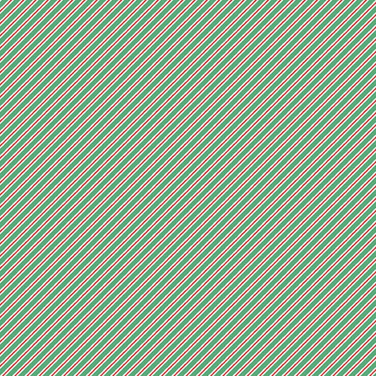 Pattern of green and red diagonal stripes on a green quilting cotton