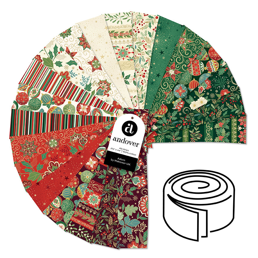 Christmas Patchwork Cotton Fabric - Adorn - Jelly Roll