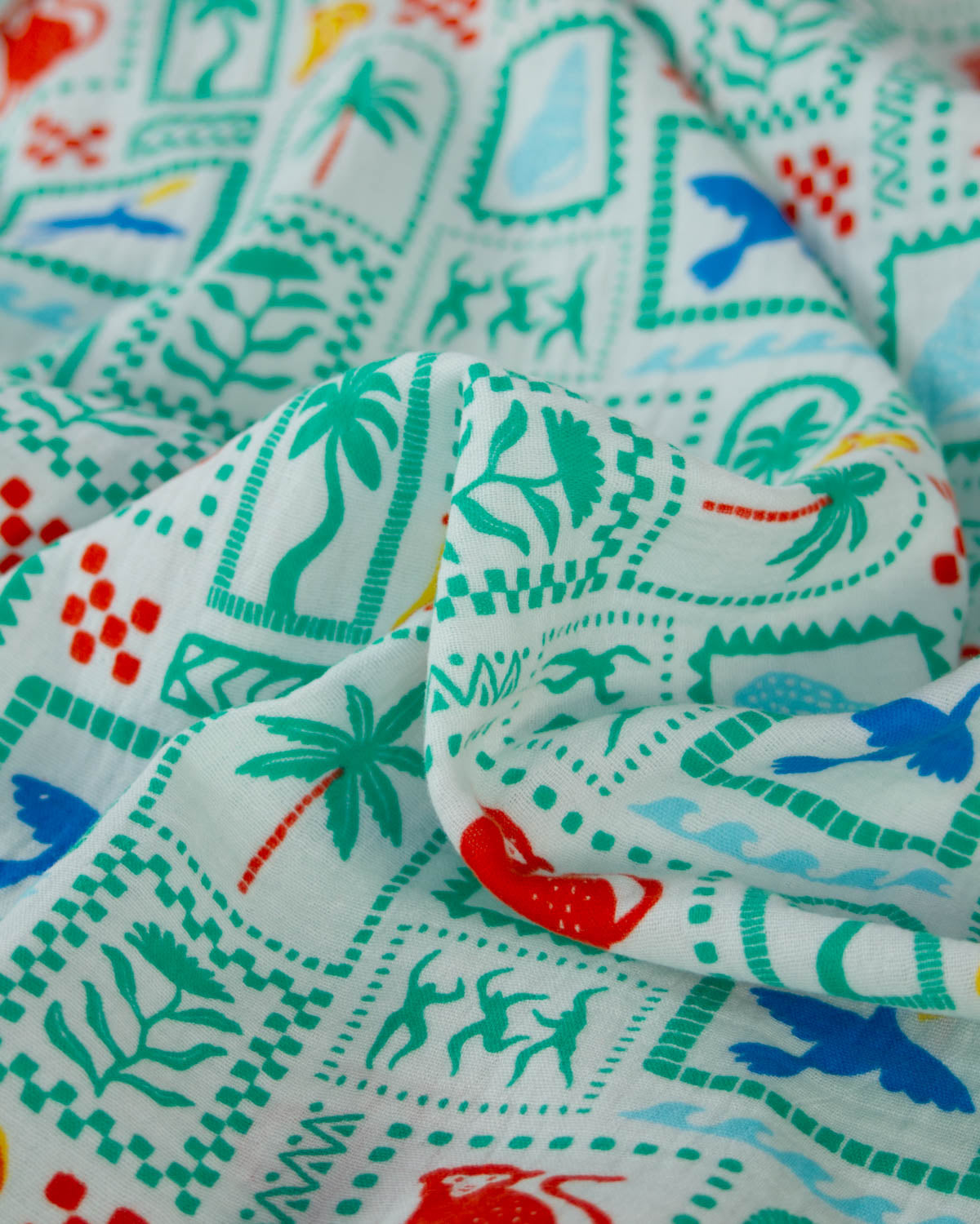 Cotton Double Gauze Fabric – Holiday Postcard