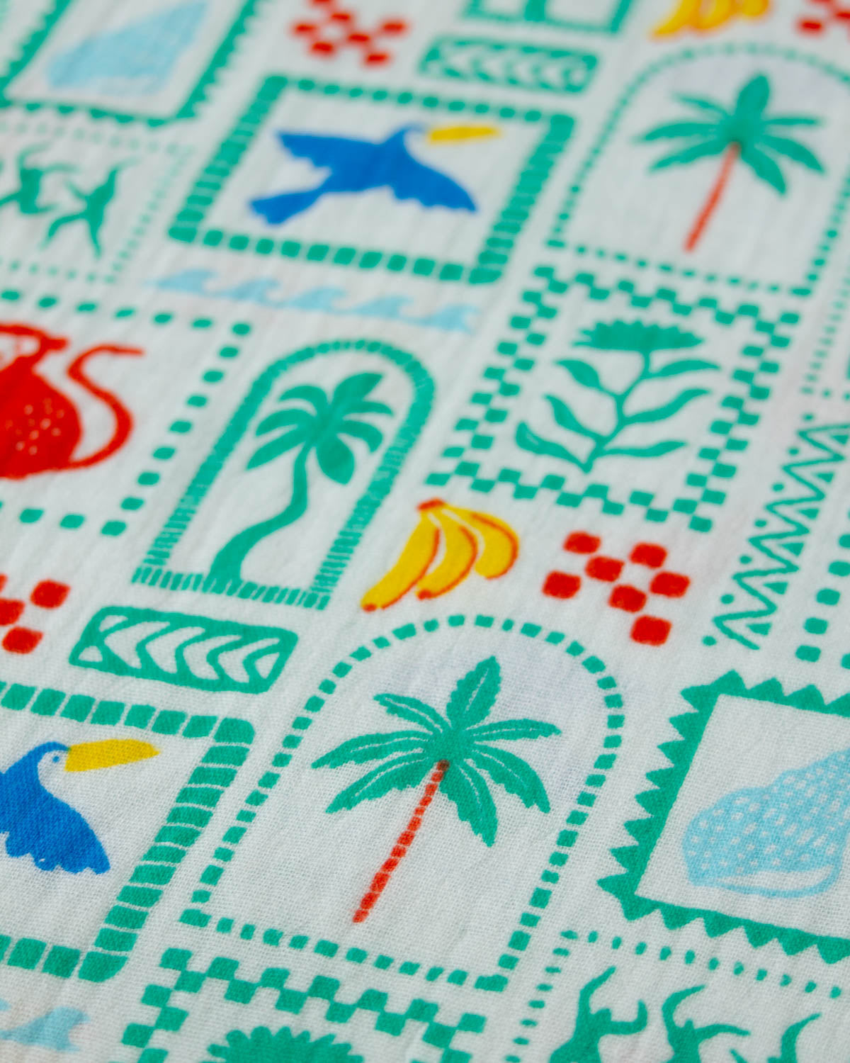 Cotton Double Gauze Fabric – Holiday Postcard
