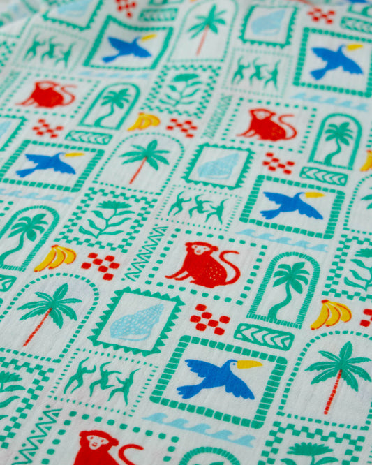 Cotton Double Gauze Fabric – Holiday Postcard
