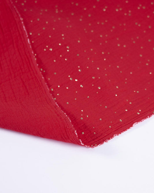 Gold Speckle Cotton Double Gauze Fabric - Poinsettia