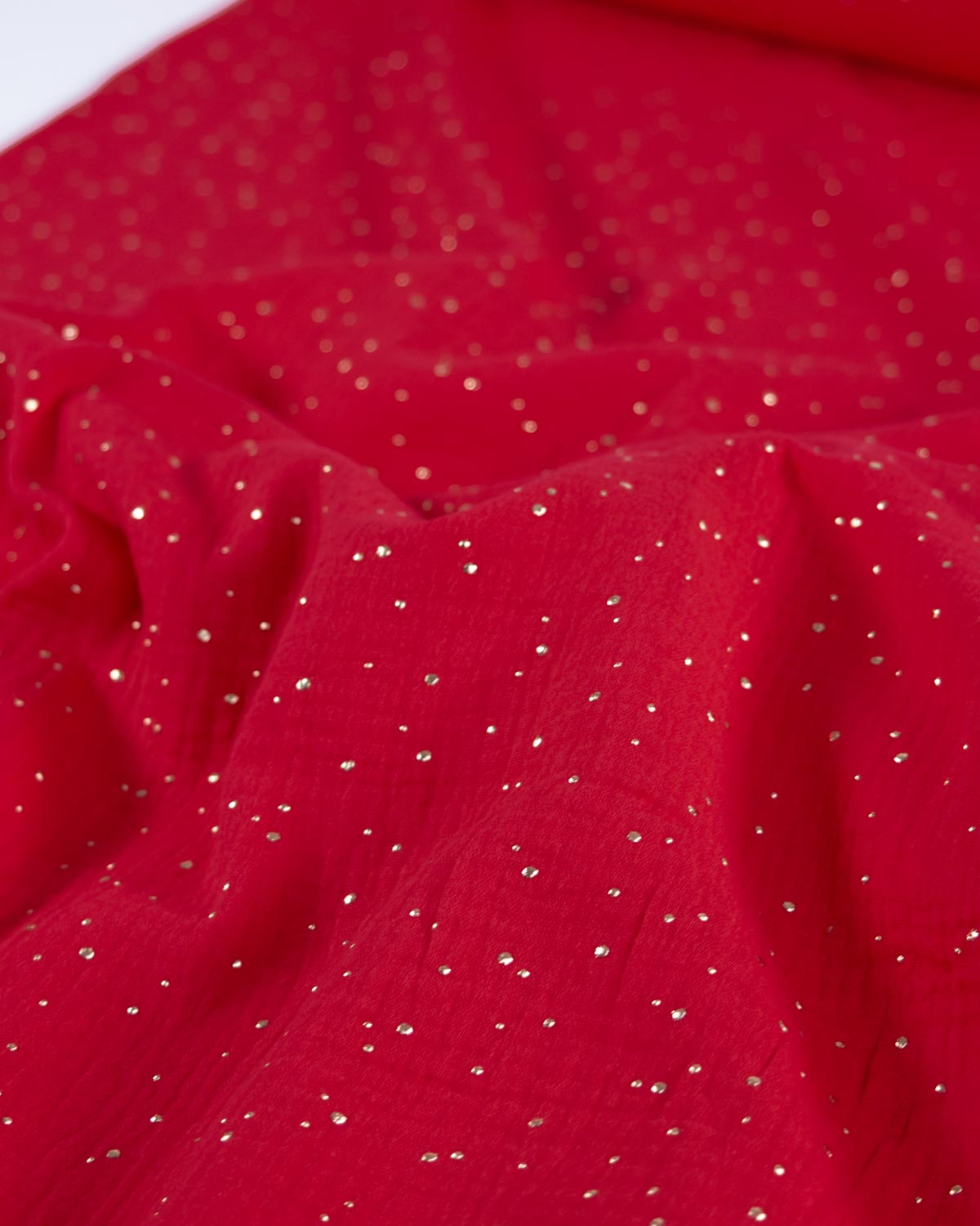 Gold Speckle Cotton Double Gauze Fabric - Poinsettia