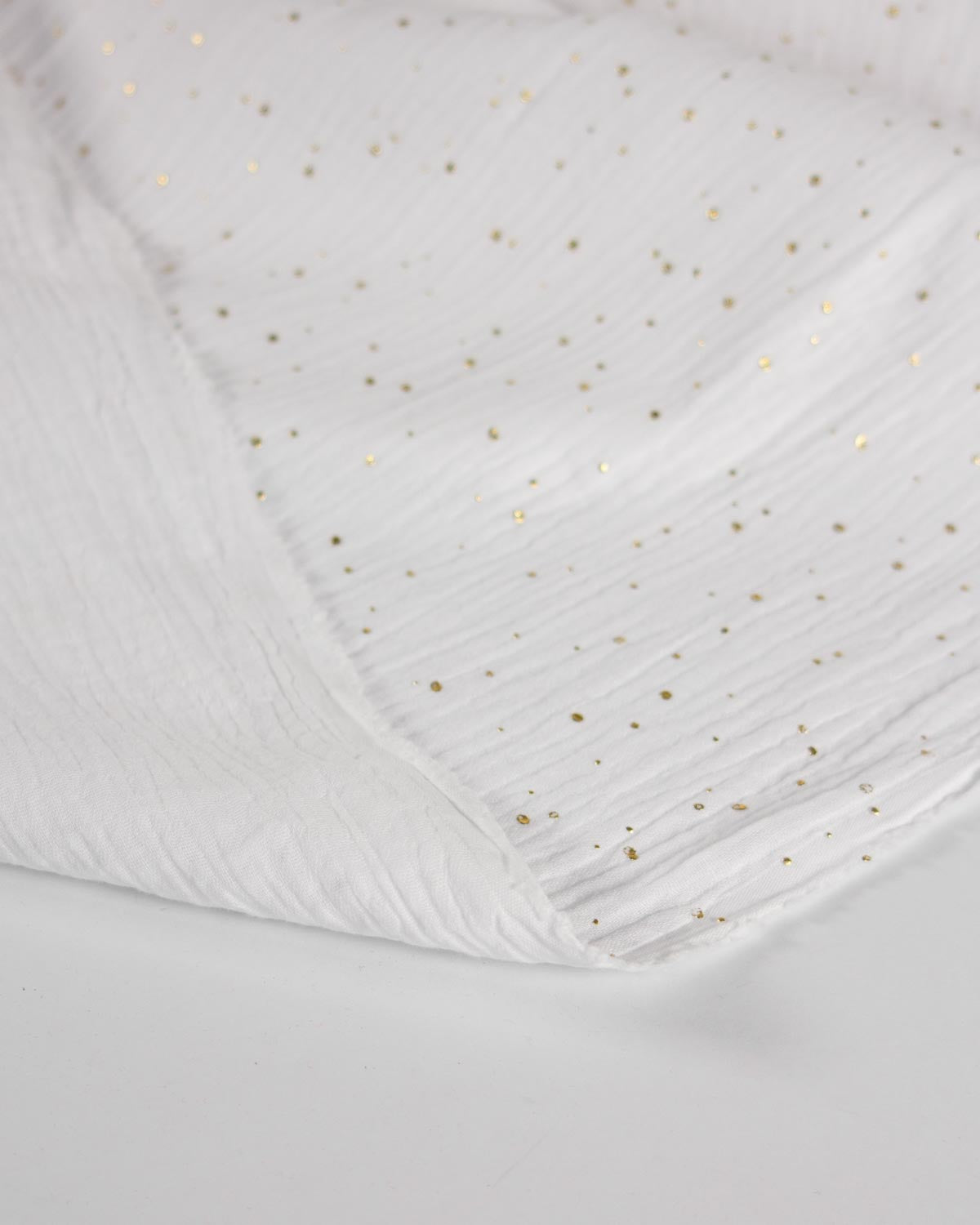 Gold Speckle Cotton Double Gauze Fabric - Snow