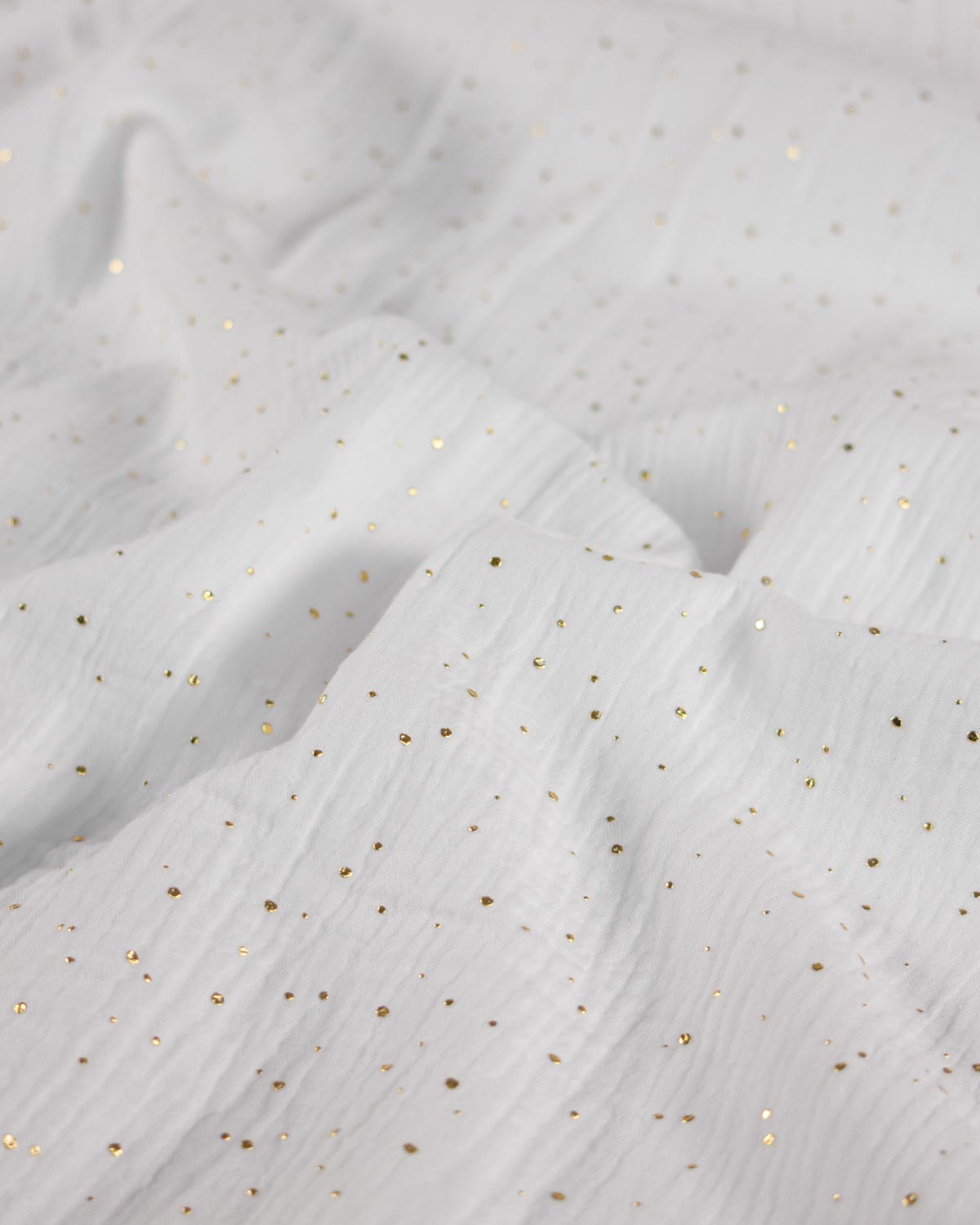 Gold Speckle Cotton Double Gauze Fabric - Snow
