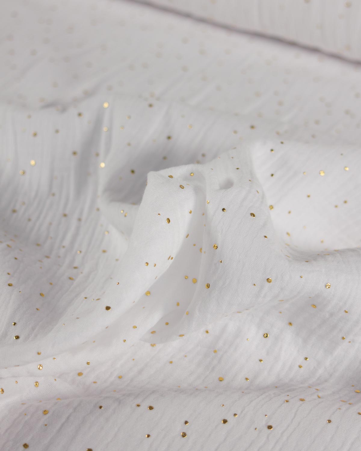 Gold Speckle Cotton Double Gauze Fabric - Snow